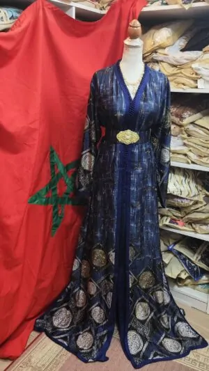 Caftano marocchino nuovo, taglia forte, con cintura