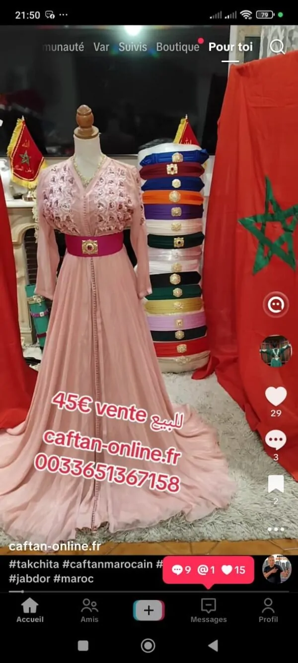 caftan d occasion avec ceinture