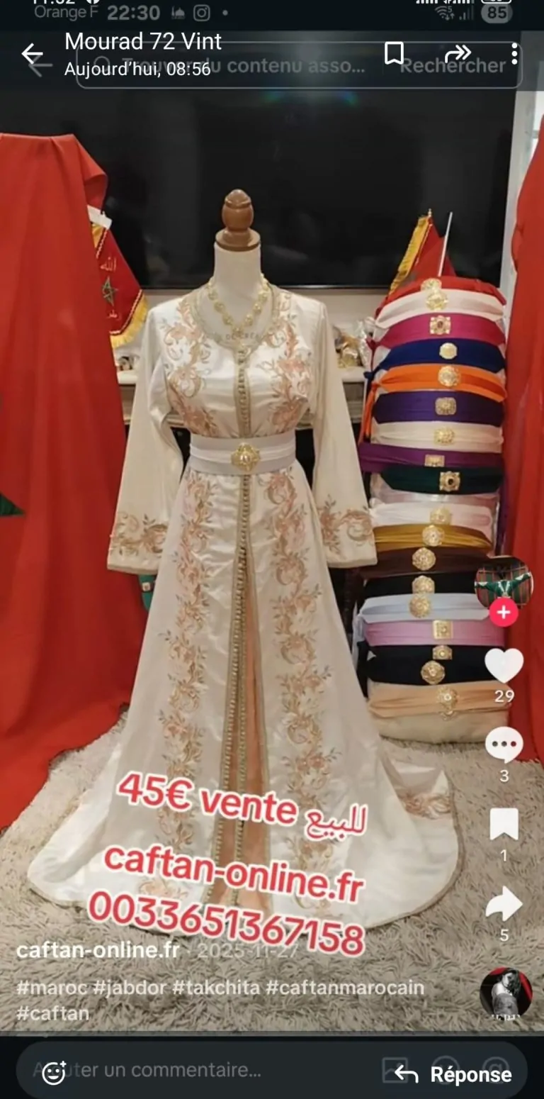 caftan marocain d occasion avec ceinture